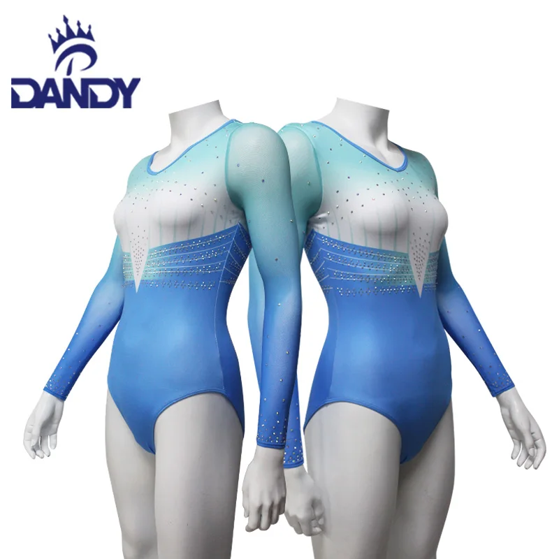 Hot Sales Wholesale Custom Made girls leotards Sublimated leotards gymnastics girls With Rhinestone For Team