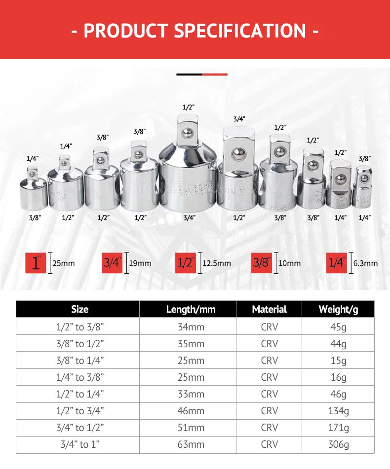 Converter CRV Sleeve Ratchet Handle 1/2 3/8 1/4 Drive Car Socket Adapter