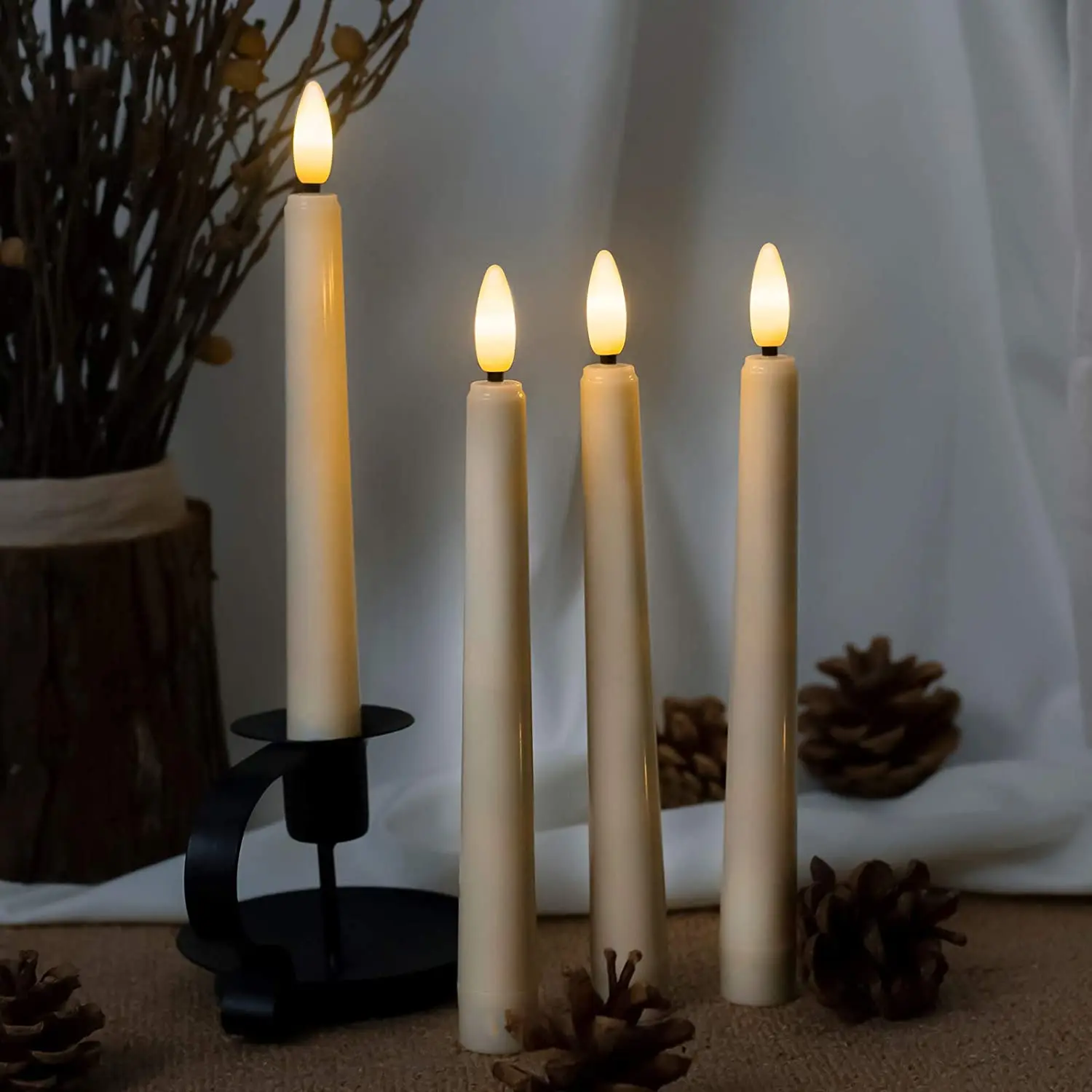 
Wholesale Plastic Flameless Amber LED Taper Candles Made In Shenzhen 