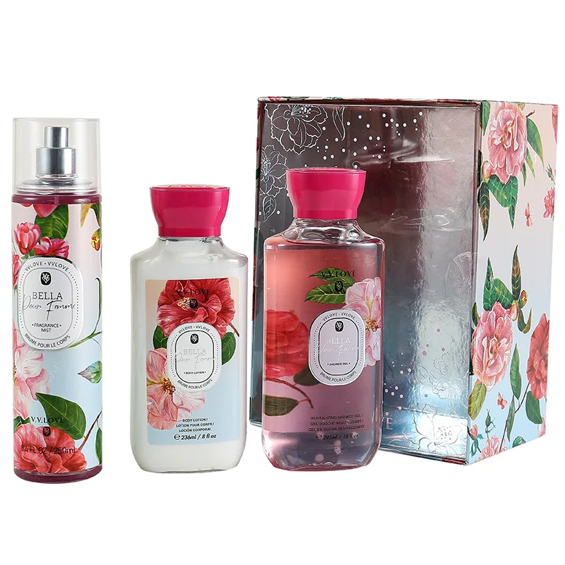 Factory wholesale brand body spray lasting dry skin body shower gel perfume ladies skin care products.