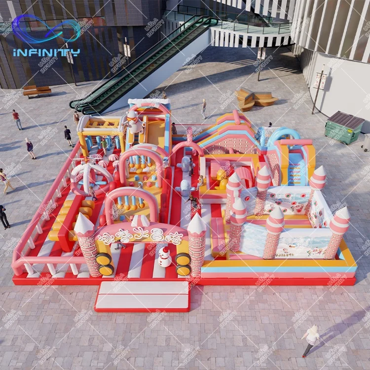 Ice snow adventure kids park jumping bounce inflatable amusement park inflatables games giant inflatable playgrounds