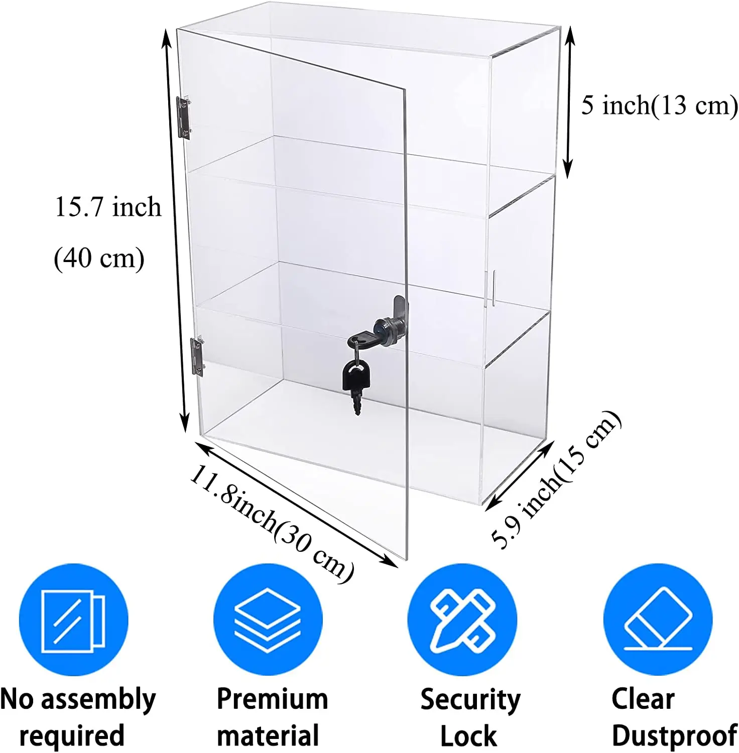 Spring Sign 4 layers durable transparent acrylic display box plexi glass pmma case with lock