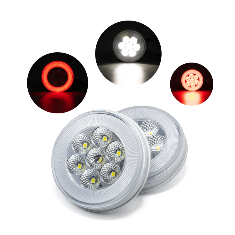 Waterproof IP67 4.5W Led Turn Signals 4 Inch Round Two Color Customized Color Tail Lights Trucks