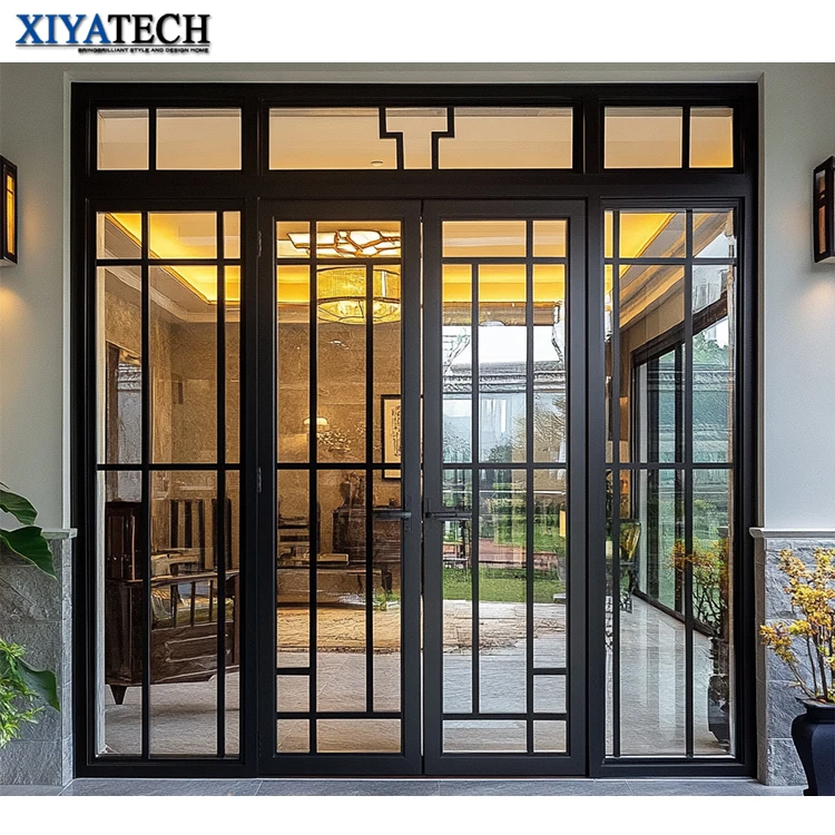 XIYATECH Double Wrought Iron Cast Door Exterior Steel Gate Custom Front Entry Arch French Classica Villa Main Entrance for house