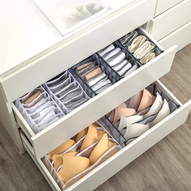 Jeans Net storage box houseware closet underwear organizer drawer divider box collapsible Holder pants T shirt storage bag