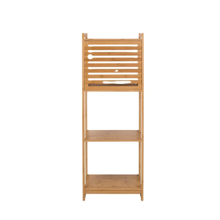 BAMBKIN Bamboo 3-tiers storage rack for living room bedroom bath room bamboo shelf 3 step