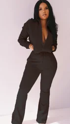 Factory Wholesale custom logo african clothing flared pants women Casual jogger sweatsui 2 piece pants set