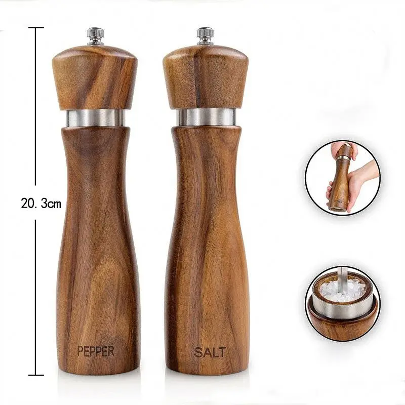 Kitchen Essential Pepper Grinder 2 In 1 Stainless Steel, Manual Salt And Pepper Mill Grinder Spice Shakers
