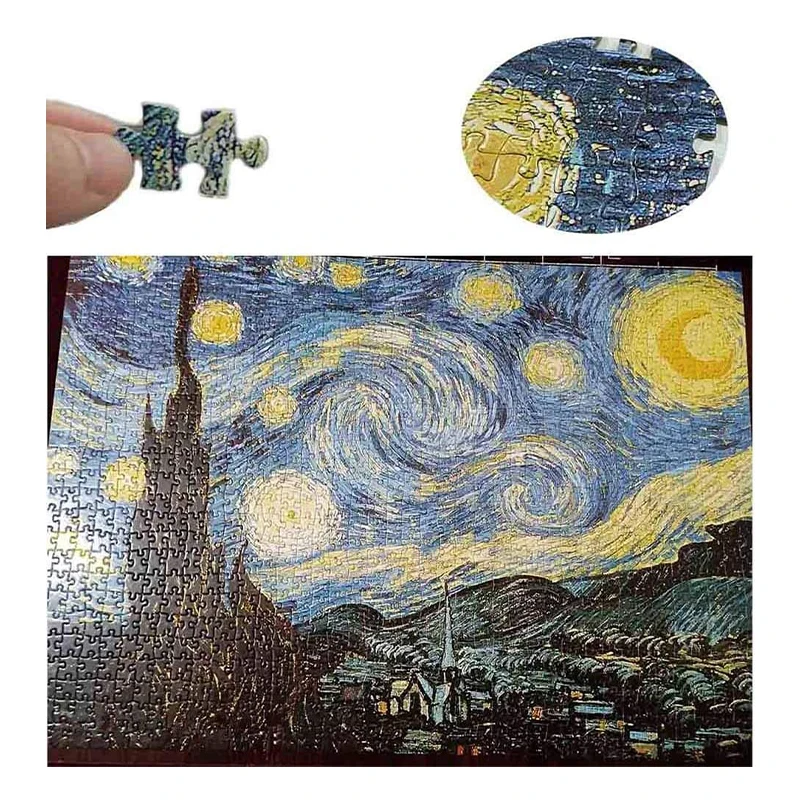 1000 Piece Jigsaw Puzzle - The Starry Night Vincent Willem Van Gogh Jigsaw Puzzles for Adult