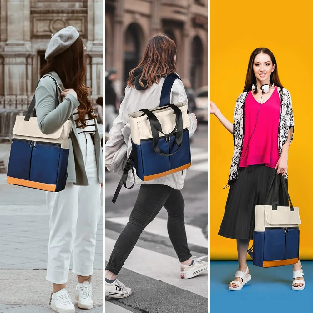 Convertible Tote Daypack Laptop Backpack College School Travel multifunctional waterproof Casual Bag Fits 15.6 Inch Laptop