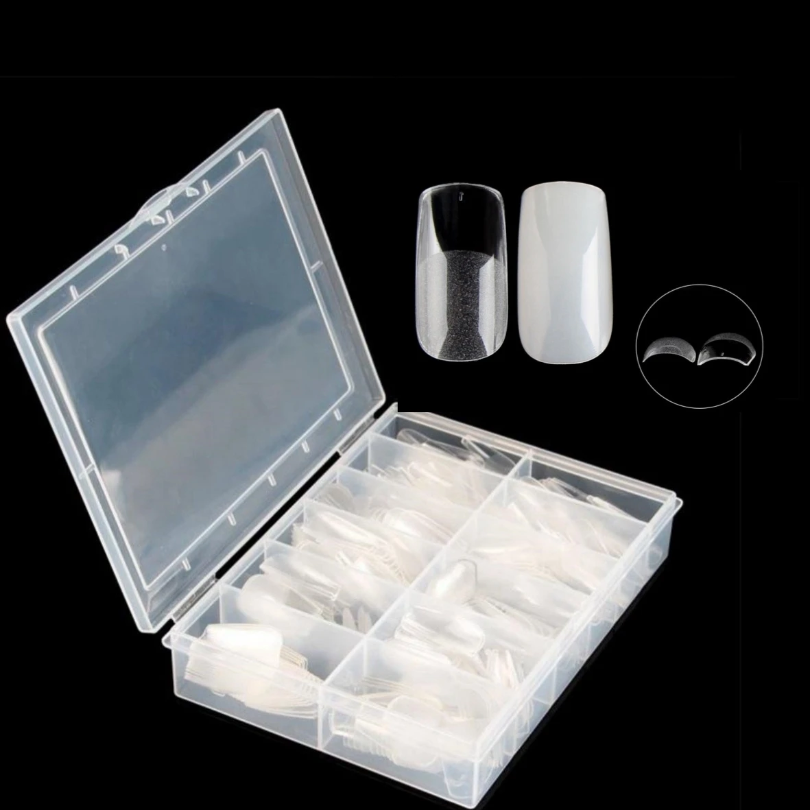 manufacturer private label LOGO Medium long ballerina coffin nail tip 500 600 pcs artificial fingernails with custom box