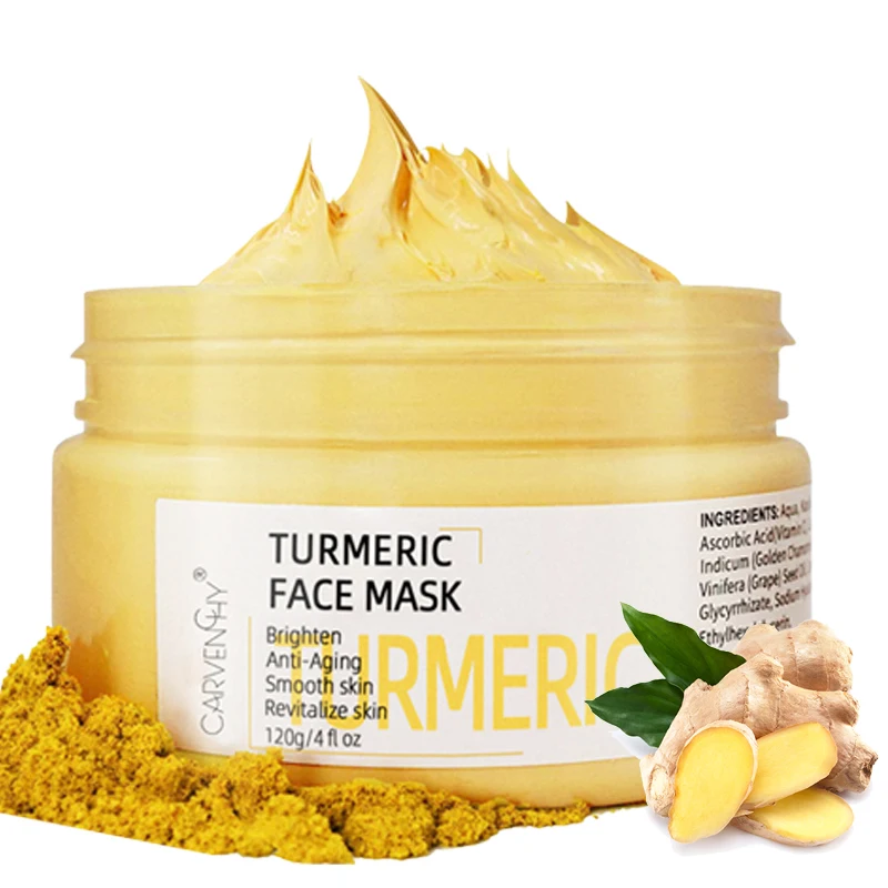 Hot Sale Private Label Turmeric Mud Mask Deep Cleaning Reduce Pores Acne Wrinkle Whitening Ginger Turmeric clay mask