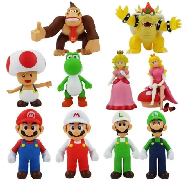 2023 Unisex Mario Bros PVC Action Figure Set 6pcs Toy Cartoon Model Dolls Animal Themed Plastic Figures