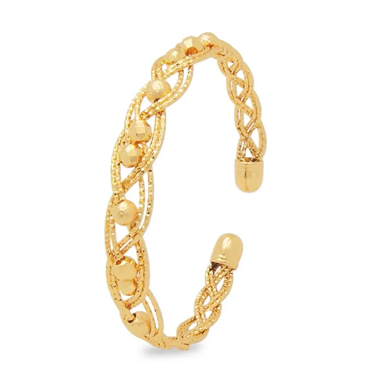 Indian  Dubai Gold Plated Twisted Beaded Bangle Bracelet Women Brass Designers Jewelry