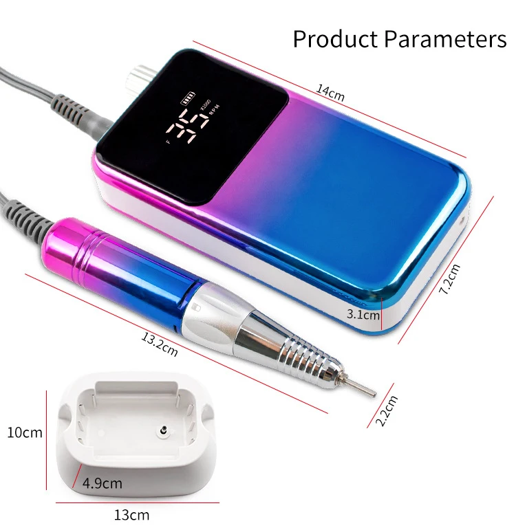 E File Nail Drill Machine 35000rpm Professional Rechargeable Brushless Motor Nail Drill Machine Strong