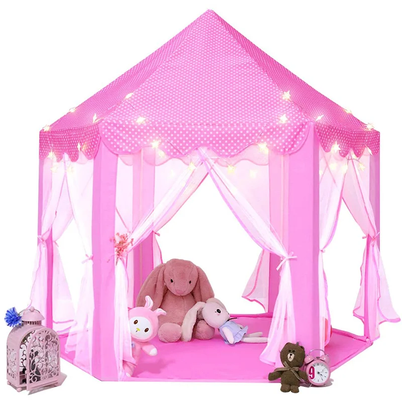 Princess Tent Girls Large Playhouse Kids Castle Play Tent with Star Lights Toy for Children Indoor and Outdoor Games