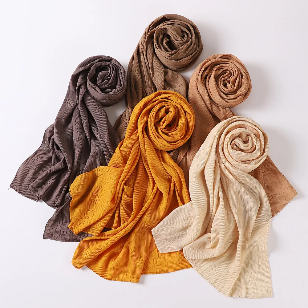 Customize High Quality Striped Pleated Chiffon Hijab Muslim Shawl For Malaysia