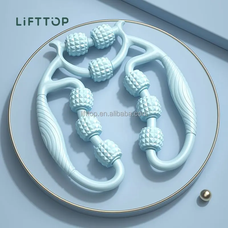 Lifttop Body Round Circle Muscle Massager Roller 360way 9 Wheels Circular Neck Arm Relax Roller Yoga Fitness Massager Stick