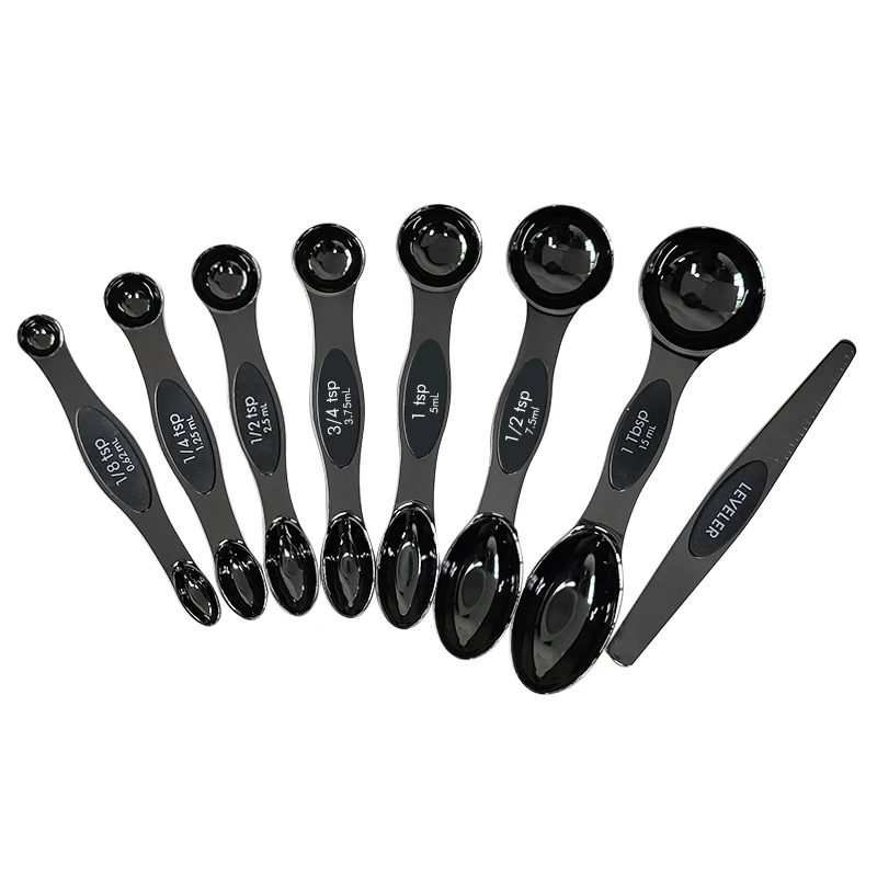 Hot Sell Stainless Steel Black Coating Double Hand Digital Magnetic  Measuring Spoons Sets For Kitchen