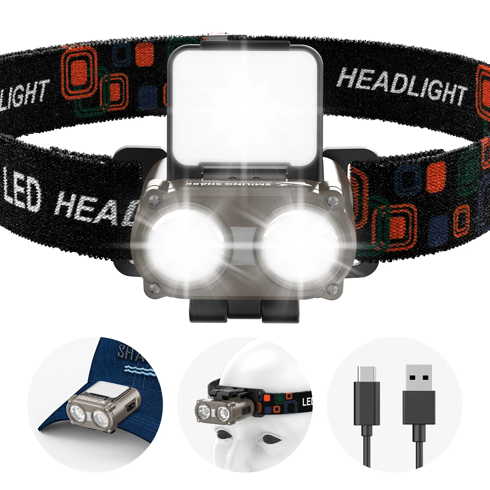 Head flashlight Charge Custom full-view induction LED night fishing outdoor camping headlight motion sensor headlight
