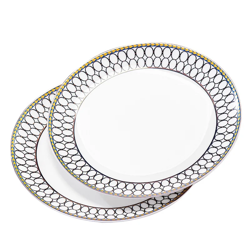 Dinnerware Set Home Ware Navy Blue Restaurant Ceramic Plates Dishwasher Dinner Set Available Porcelain Hot Sale Bone China Party