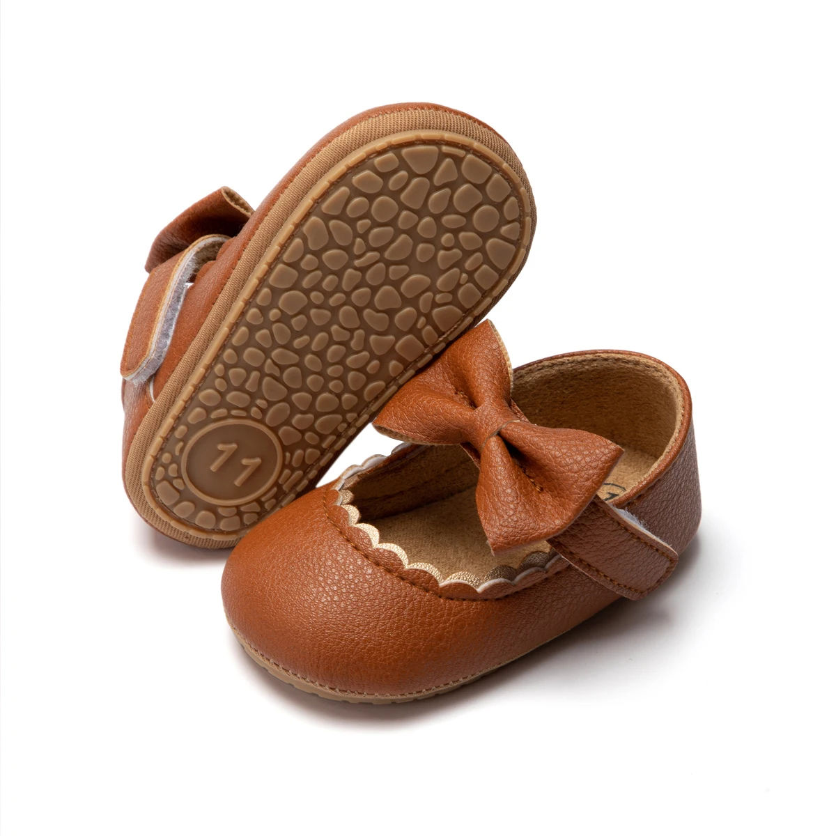 Factory Direct Bowknot Wedding Baby Dress Shoes Mary Jane PU Leather Rubber Soft Sole Baby Girl Shoes