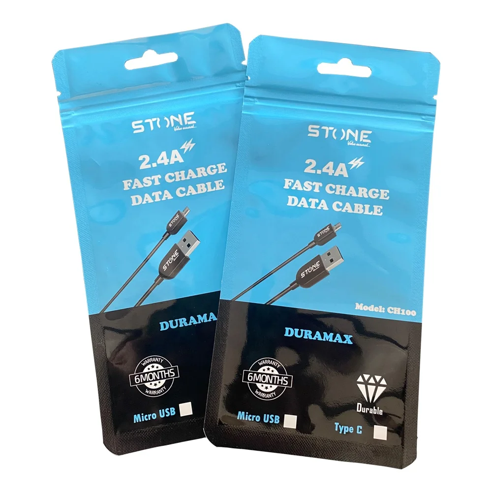 Manufacturer Sales aluminum laminated film earphone cable packing plastic zipper bag