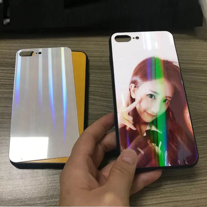 2D TPU CaseFor xiaomi POCO X3/M3/C3/F3.sublimation blank Aurora gradient laser Glass mobile phone case With Tempered Glass Sheet