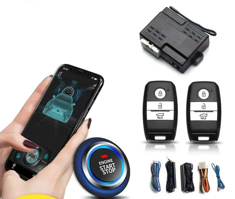Factory wholesale car general mobile phone Bluetooth control car one key start keyless entry remote start one-way alarm