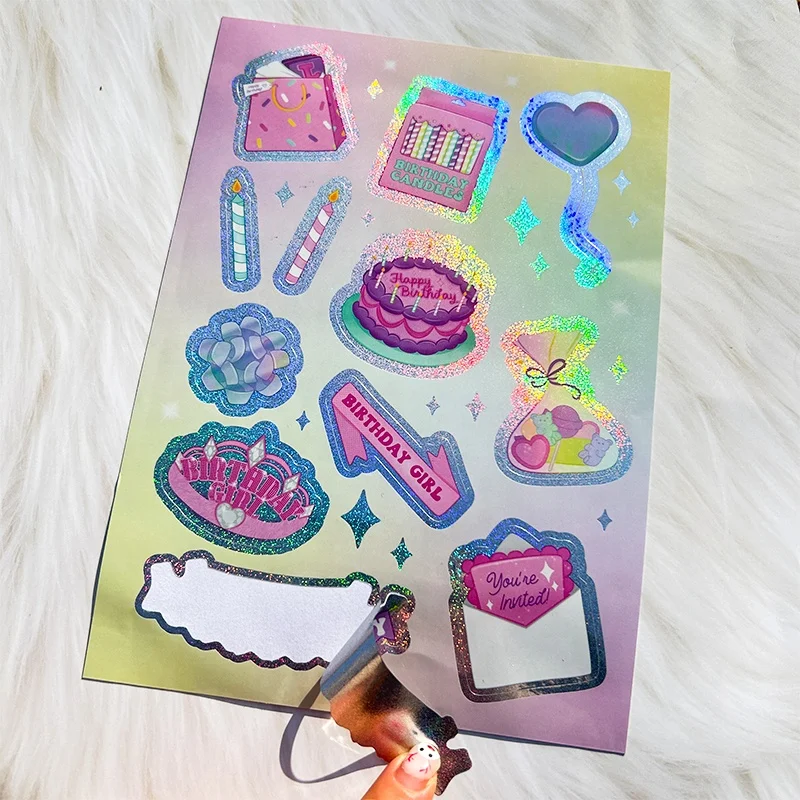 Factory Price Full Color Custom Design Adhesive Vinyl Stickers Removable Vinyl Waterproof Kiss Cut Sticker Sheet for Decoration