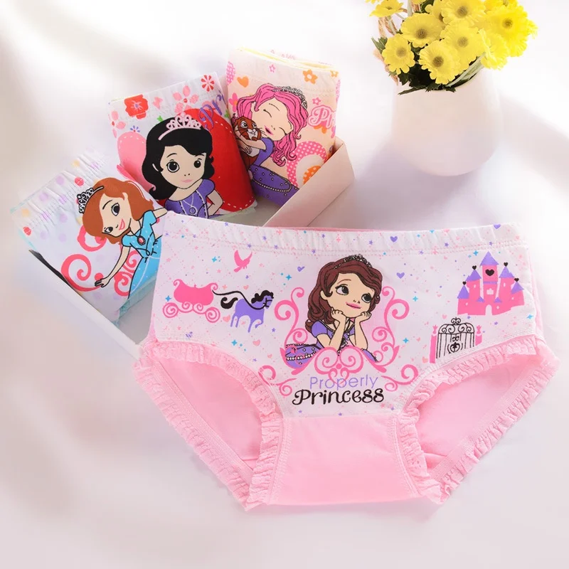 Factory cheap kids briefs soft cotton 5pcs one bag girls underwear wholesale children wearing panties