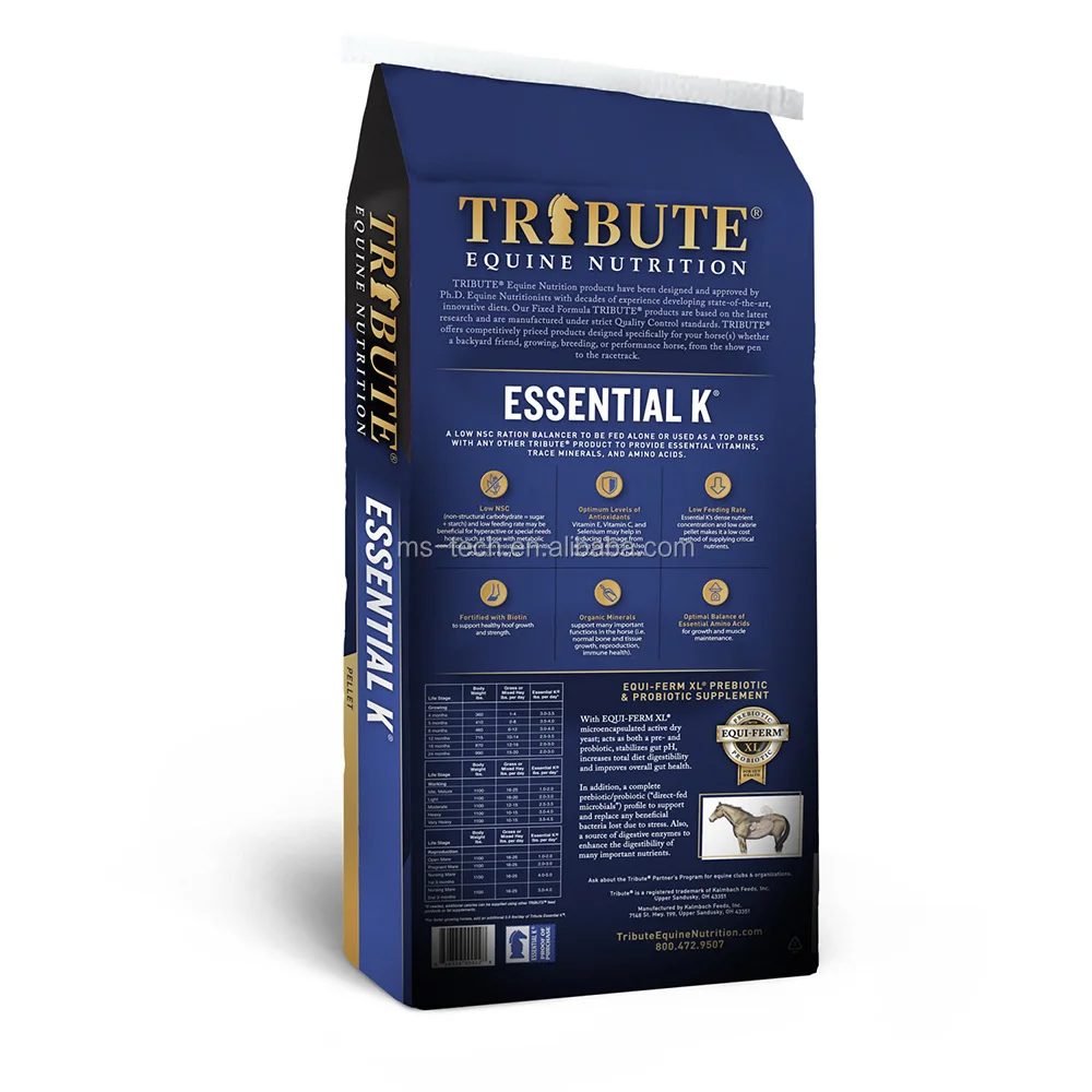 
Premium OEM Factory laminated polypropylene woven empty raffia horse animal feed bag 