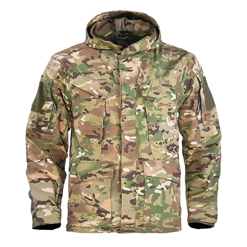 Wholesale M65 Camouflage Mens Waterproof Flight Pilot Hunting Clothes Windbreaker Coats Hoodie Multi Pocket Tactical Jackets