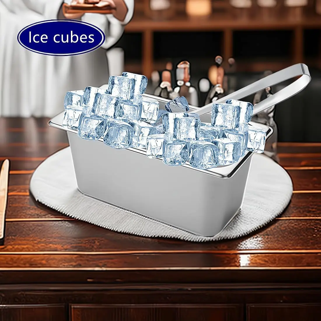 Large Sizes Metal Ice Cube Bin Beverage Tub Stainless Steel Ice Bucket Champagne Wine Bucket Hotel Food GN Pan For Party Bar