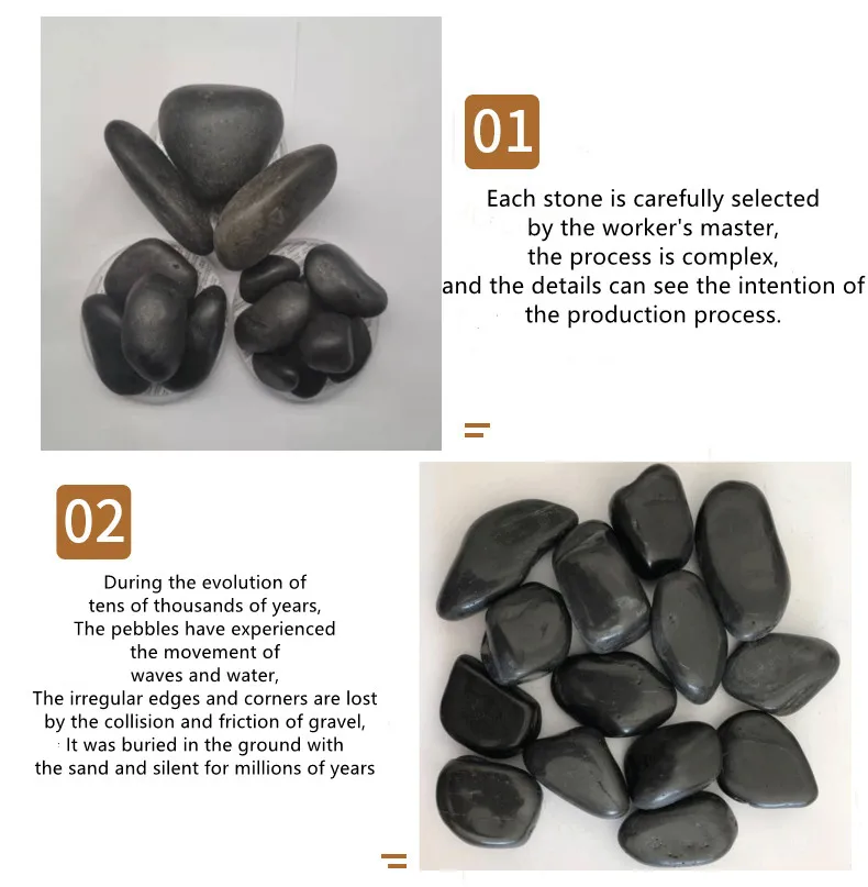 High Polished Black River Cobbles Pebbles For Garden  Black natural high polish pebbles for decorations