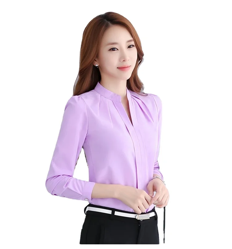 Шифоновые Топы, Женская белая блузка, официальная рубашка, дешевая шифоновая рубашка