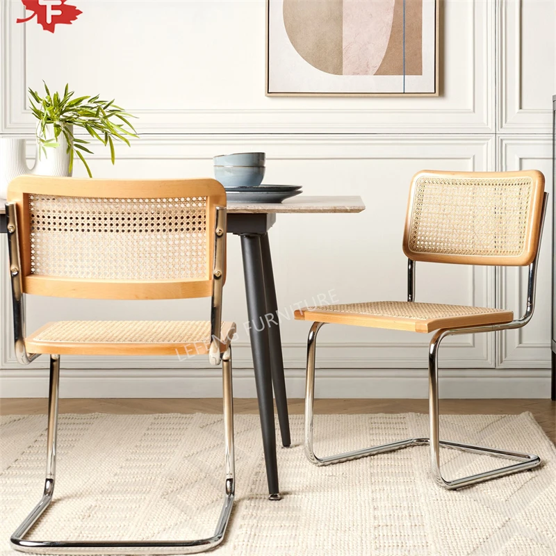 Wholesale Modern Metal Solid Wood Frame Cesca Chairs Cane Rattan Silla and Backrest with Chrome Legs Living Room Chair
