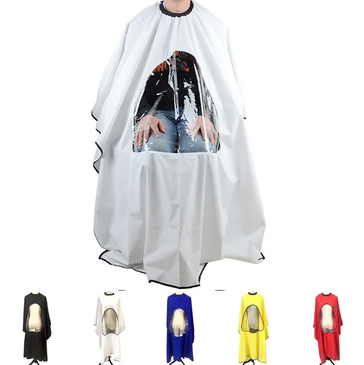 New Style Beauty Salon Hairdressing Cape Hair Cutting Gown with Clear Window