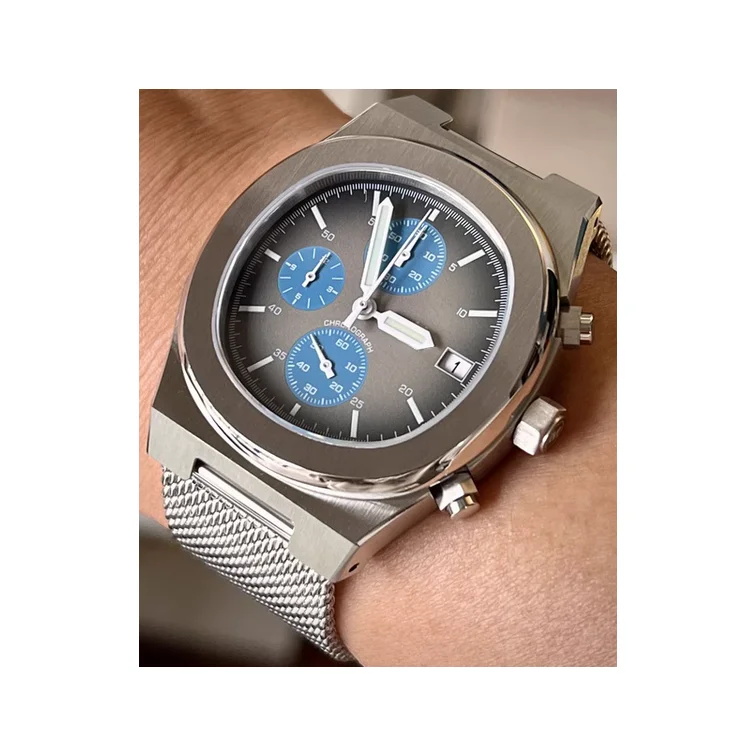 Full stainless steel calendar stopwatch Japan movement men leisure quartz wristwatch