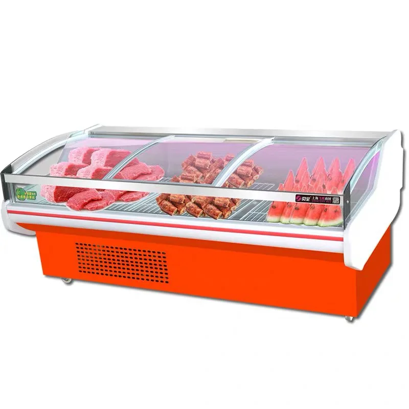 supermarket showcase chiller butcher fresh meat display fridge for sale
