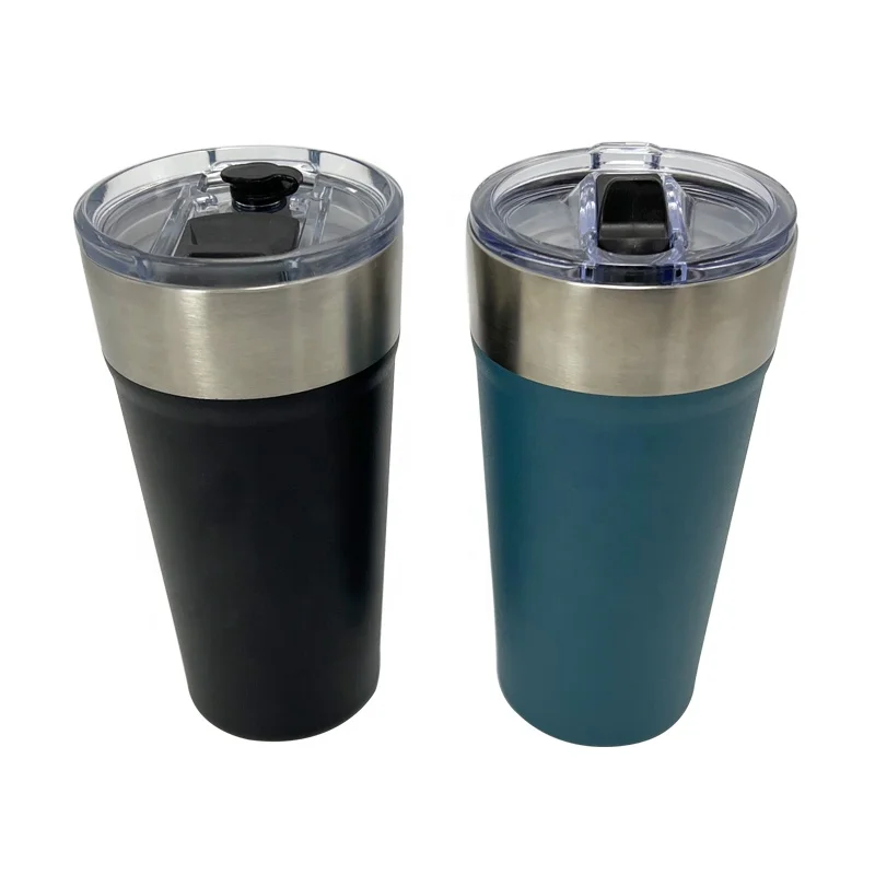 Double wall BPA free stainless steel pint vacuum insulated straw lid beer tumbler bottom with opener