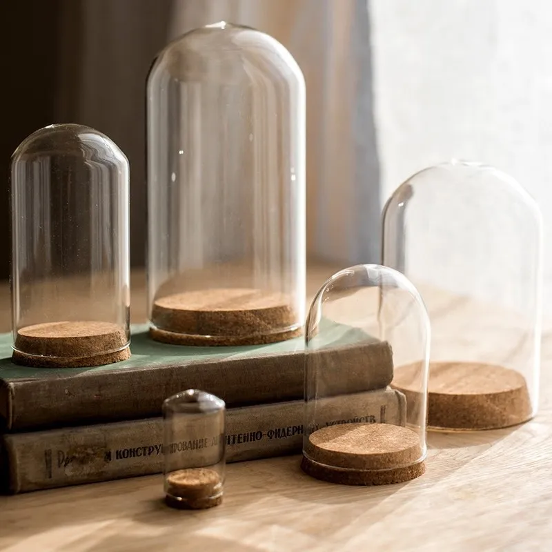 Sale Small Size Glass Dome Cover with Cork Lids
