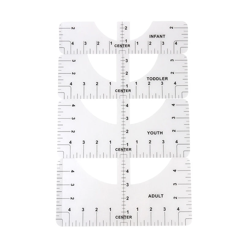 JW4Pcs Tshirt Ruler Guide for Vinyl Alignment T Shirt Rulers to Center Designs T-Shirt Measurement Tool for Heat Press Tee Ruler