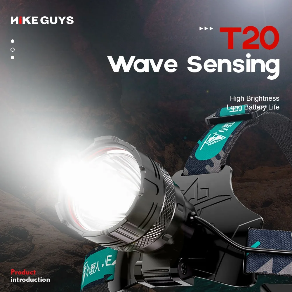 Hike Guys 1200 Lumen Portable Wholesale Powerful USB Waterproof Rechargeable Head Lamp 5 Modes Led Head Lamp Torch Headl