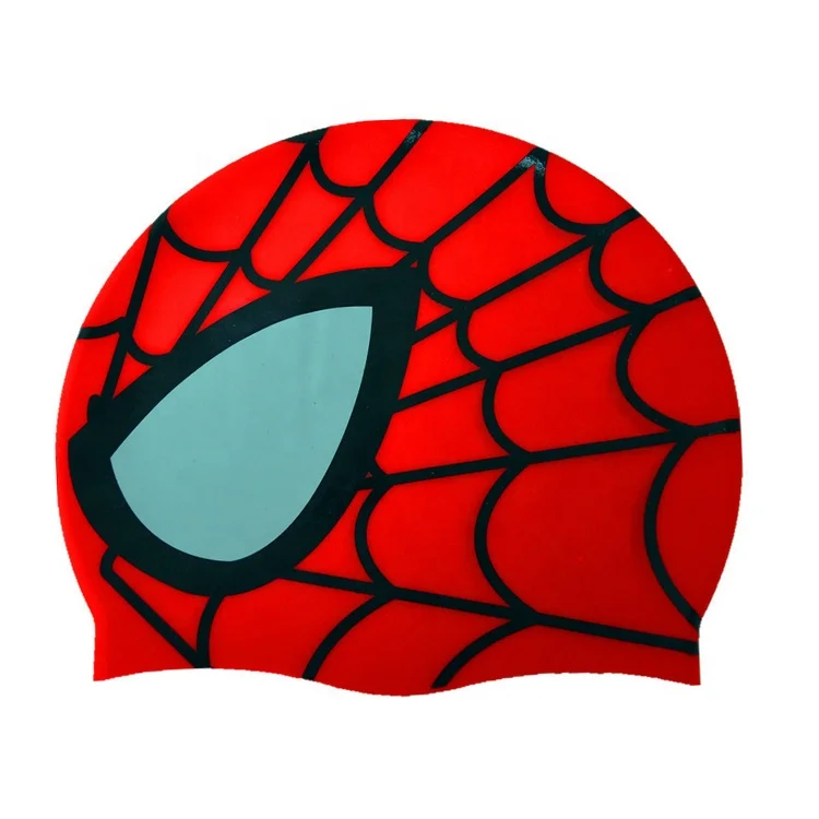 lovely cartoon Spider man kids cute silicone swimming caps waterproof swim cap for boys and girls