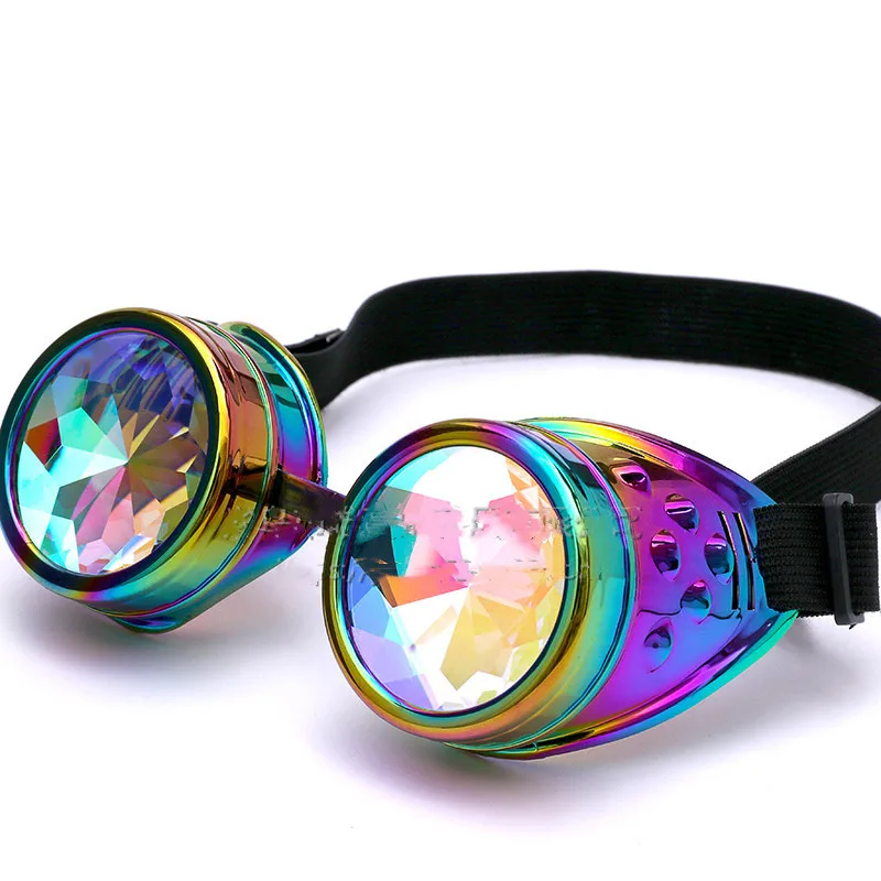 Kaleidoscope Rainbow Crystal Lenses Men Women Steampunk Goggles