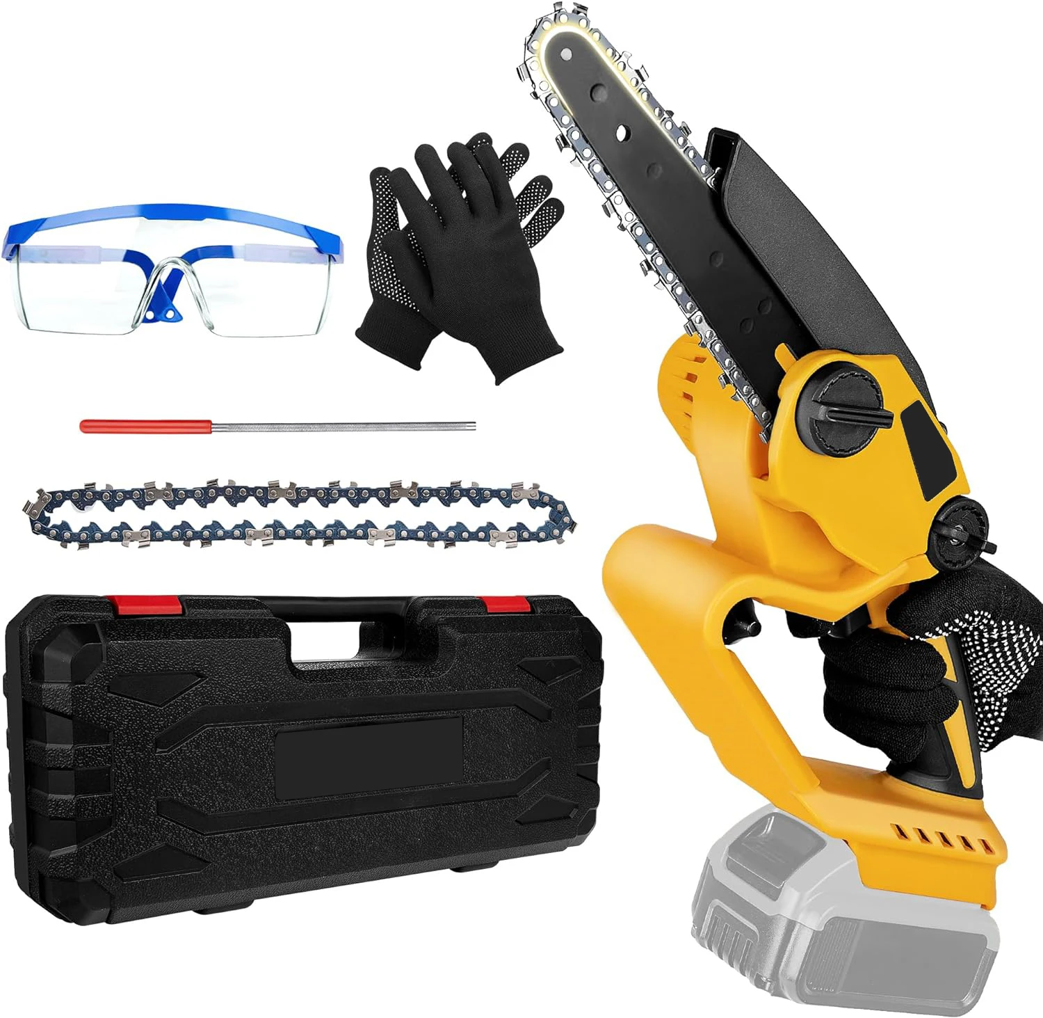Mini Chainsaw for DeWalt 20V Max Battery, 6 Inch Cordless Chain Saw with Brushless Motor and Security Lock