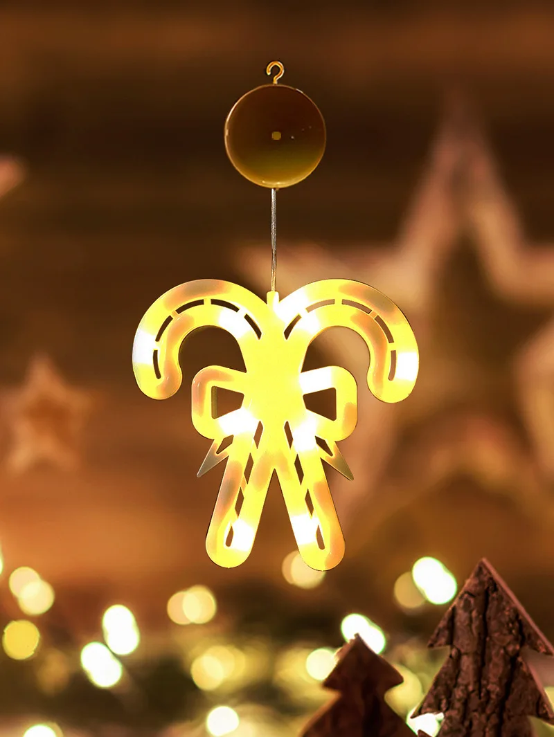 LED Christmas String Light Tinkle Bell Star Deer Snowflakes Santa Clause Snowman Cup Sucker Window Decorative Holiday Light