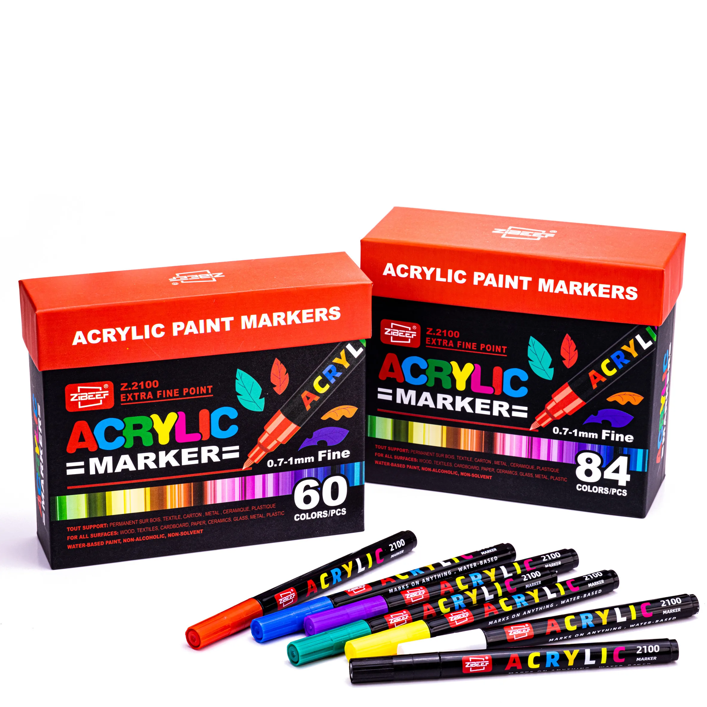 0.7mm Drawing Acrylic Marker Pen Wholesale 36 60 84 Colors Permanent Acrylic Paint Marker Pens Set
