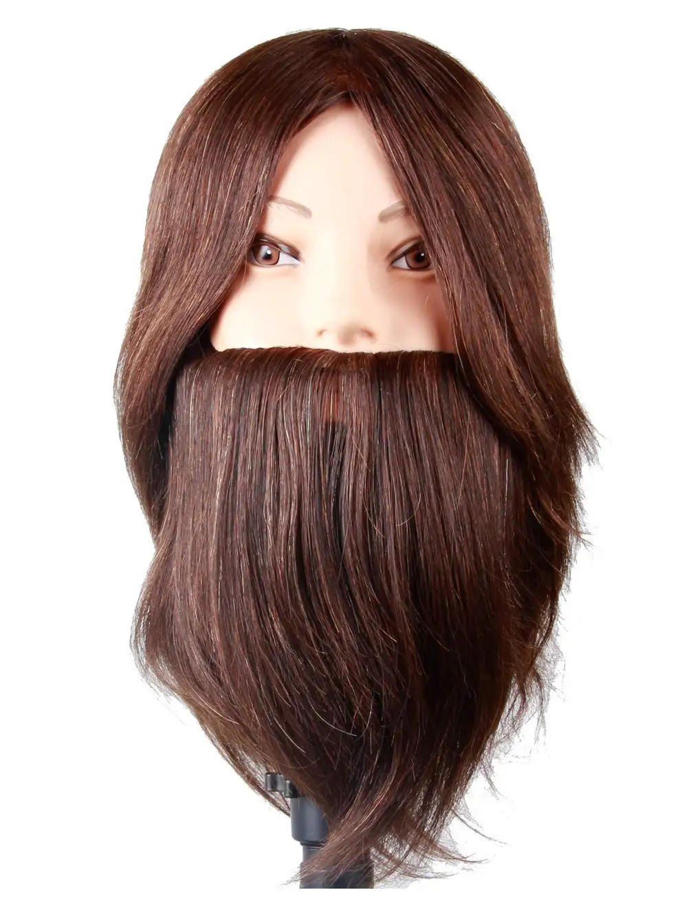 
Mannequin Head with Human Hair Cosmetology Manikin Male Mannequin Head Beard for Barber Shops Practice Cutting Styling 